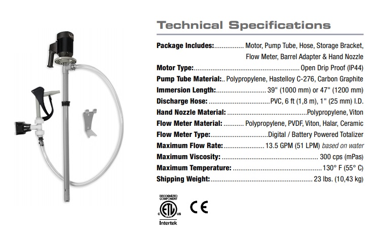 Máy bơm hóa chất thùng phuy Standard Pump Package 4