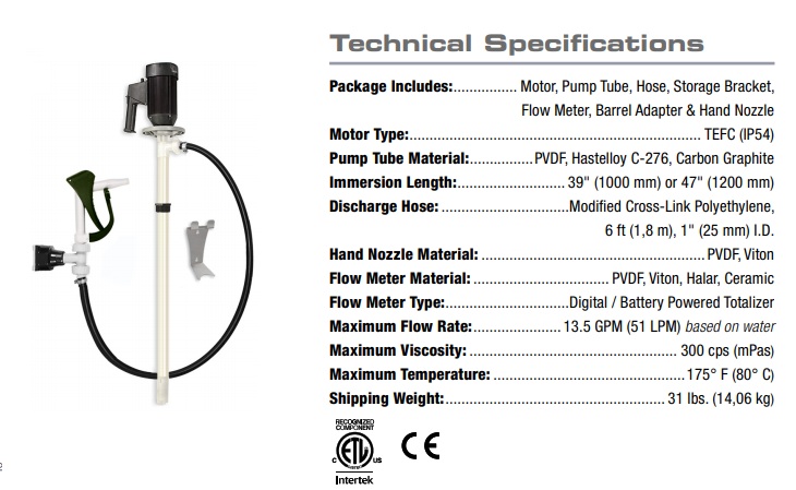 Máy bơm hóa chất thùng phuy Standard Pump Package 5
