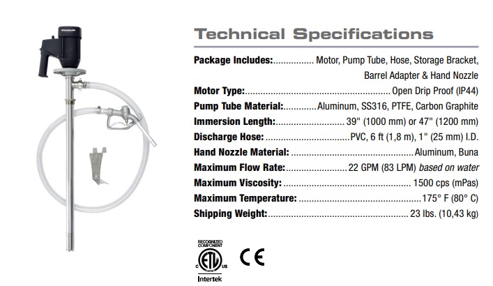 Máy bơm hóa chất thùng phuy Standard Pump Package 7